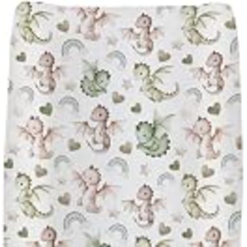Fairytale Dragon Love Stars Rainbow Changing Pad Cover for Baby Girls Boys Cute Dragons Green Pink Fitted Change Table Pad Covers Mats Fantasy Animal Soft Diaper Changing Pad Sheets 32''×16''