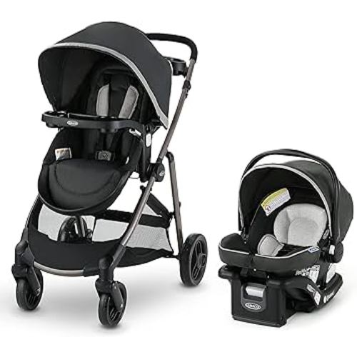 Graco Modes Pramette Travel System, 3-in1 Modular Carseat Stroller Combo, Infant Car Seat Carrier to Toddler Stroller, Includes the SnugRide Car Seat, Redmond