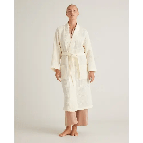Organic Turkish Waffle Robe in Ivory