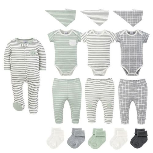 The Peanutshell Easy Basics 15-Piece Baby Boys and Girls Clothes Set, 0-3 Months