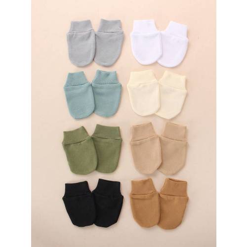 8 Pairs Baby Solid Color Soft Comfortable Anti-Scratch Mittens, Suitable For 0-6 Months Infants, Everyday Casual Wear, All Seasons | SHEIN USA