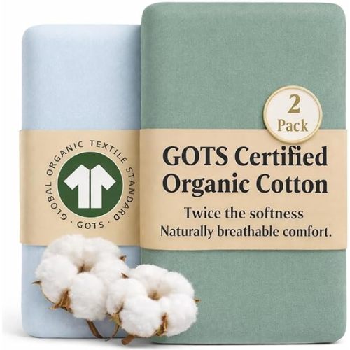 2 x GOTS Organic Bedside Bassinet Sheets 33x20 and 35x19 Compatible with Maxi COSI Iora, Baby Delight, Ronbei, Koola Baby Bond, Harppa Cudly 3 in 1 - Luxury Turkish Cotton - Boy, Girl