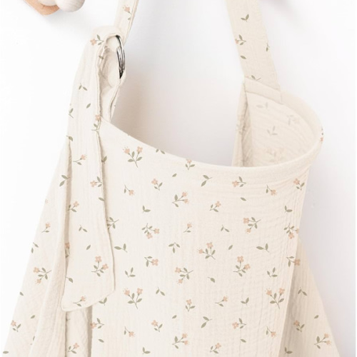 Muslin Nursing Covers for Breastfeeding, Privacy Breast Feeding Cover with Arch Neckline for Mom and Baby, Breathable 100% Cotton Nursing Apron Multi-use Stroller Cover