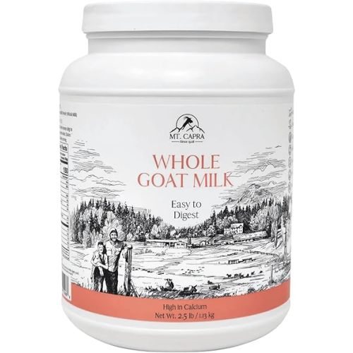 Mt. Capra Whole Goat Milk | Powder from Non-GMO, Grass-Fed Goats, Creamy, Great Tasting, Easy to Digest, A2 Milk | 40 Servings - 2.5 Pounds