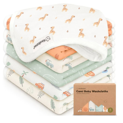 6-Pack Cotton Baby Washcloths for Newborn - Organic Cotton Muslin Soft Wash Cloths for Babies, Infant, Kids, Toddler Towels for Boy,Girl,Super Absorbent Face Cloths,Scratch-free Baby Rags (Wilderness)