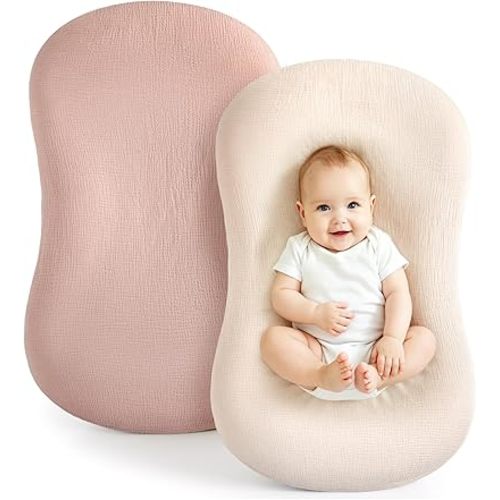 Termichy Baby Lounger Cover Muslin: Soft Cotton Slipcover for Snuggle Me Lounger - Removable & Machine Washable for Daily Use - Zipper-Free & Skin-Friendly for Newborn Girls and Boys