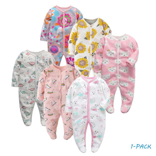 Bellafa Infant Baby Girls' Footed Jumpsuit One-Piece Button Snap Newborn Casual Cotton Romper Onesies 0-12M Long Sleeve Coming Home Bodysuit