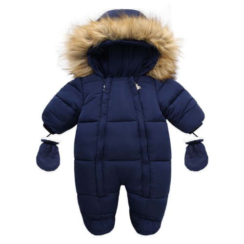 Bjutir Baby Girl Boy Coat Romper Winter Snowsuit Toddler Jacket Clothes Zipper Jumpsuit Hooded Snow Wear Coat Outwear Navy Size 6-12 Months