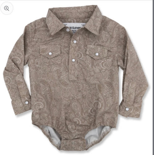 Beige Paisley Long Sleeve Pearl Snap Onesie – Cowkid Clothing Company