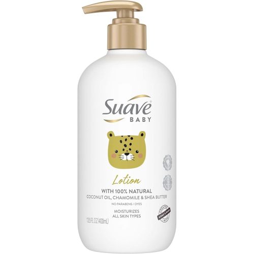 Suave Baby Baby Lotion for All Skin Types, with 100% Natural Coconut Oil, Chamomile & Shea Butter with No Parabens, Dyes 13.5 OZ