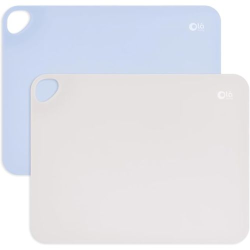 Olababy Fold N Go Silicone Placemat w Travel Case | Dishwasher Safe, BPA Free, Non-Slip, Waterproof | Mini Dining Mat for Infants, Babies, Toddlers and Kids (2, Blueberry/Pearl)