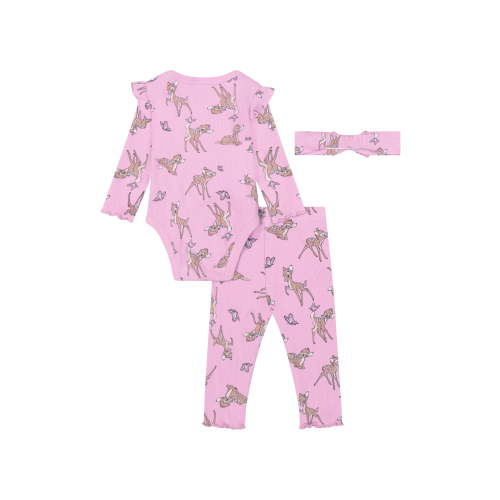 Bambi Baby Girl 3 Piece Rib Pant Set, Sizes 0-24M