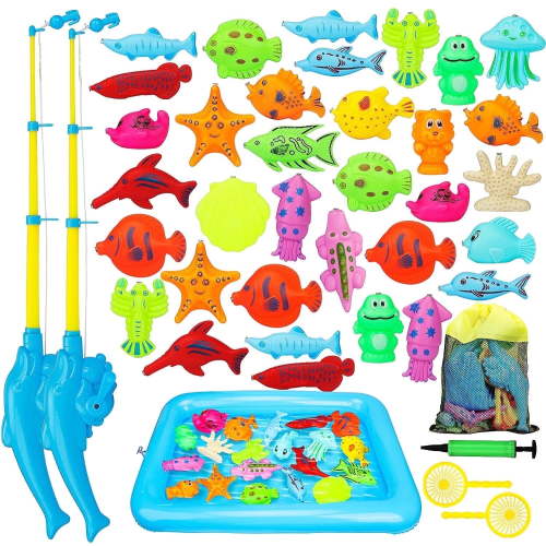 TOY Life Kids Fishing Game with Toy Fishing Pole, Fishing Toy for Toddlers,Toddler Fishing Game, Pool Fishing Game, Water Toys for Kids,Outdoor Fishing Games for Kids 3-5,Fishing Bath Toy