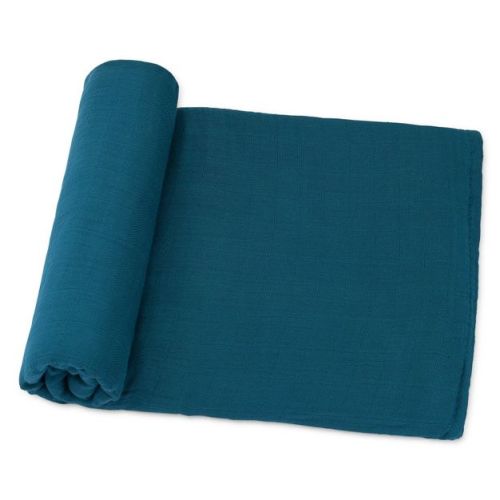 Comfy Cubs Muslin Swaddle Blankets Pack of 1, Soft 47" x 47" Cotton Baby Blanket, Large Multipurpose Wraps - Neptune