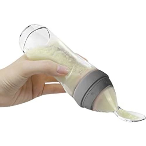 haakaa Silicone Baby Food Dispensing Spoon Feeder 4oz- Infant Squeeze Cereal Feeder, Baby Fresh Food Feeder, Feed Bottle for Puree,Solid Baby Food,BPA Free, 4m+ Babies - Grey