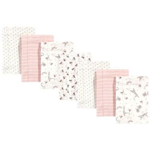 Hudson Baby Infant Girl Cotton Flannel Burp Cloths 7pk, Paris, One Size