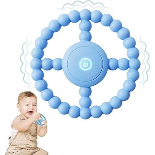 Vibrating Sensory Chew Toy, Teether Teething Toys for Babies6-12 8-18 Months, Sensory Toys for Kids with Autism&Toddler Travel Essential,1-2 Year Old Christmas Boys Girls Gifts idea(Blue)