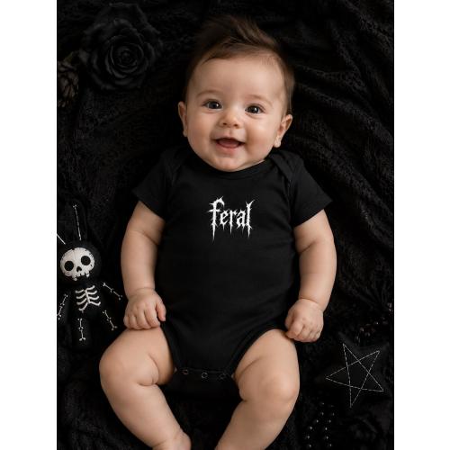 Feral Baby Bodysuit, Goth Baby Onesie®, Black Metal Baby Clothes, Alternative Baby Gift, Punk Infant Outfit, Dark Nursery Baby Shower Gift