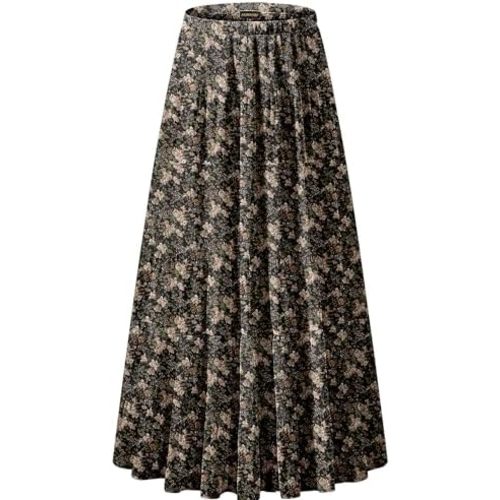 NASHALYLY Women's Chiffon Elastic High Waist Pleated A-Line Flared Maxi Skirts