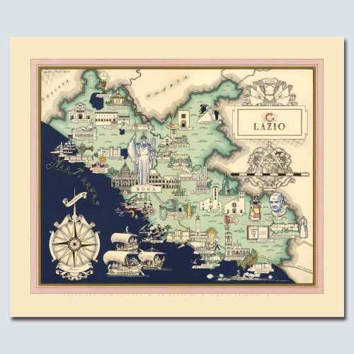 Lazio Italy Vintage Map, Italian Wall Decor, Roma Decor, Roma Gift Ideas