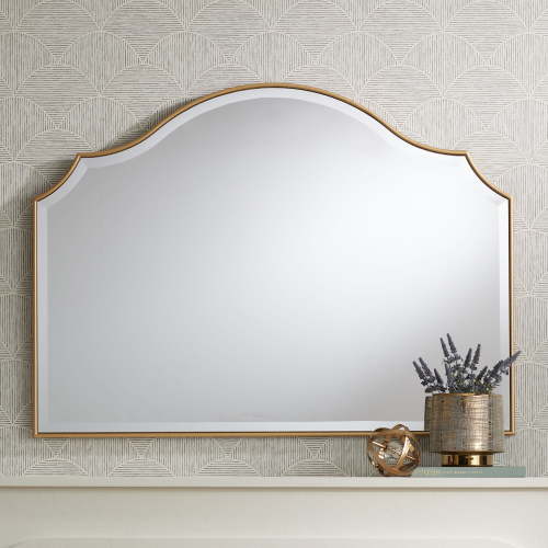 Noble Park Vinyard Arch Top Vanity Decorative Wall Mirror Vintage Beveled Glass Gold Frame 38" Wide for Bathroom Bedroom Home