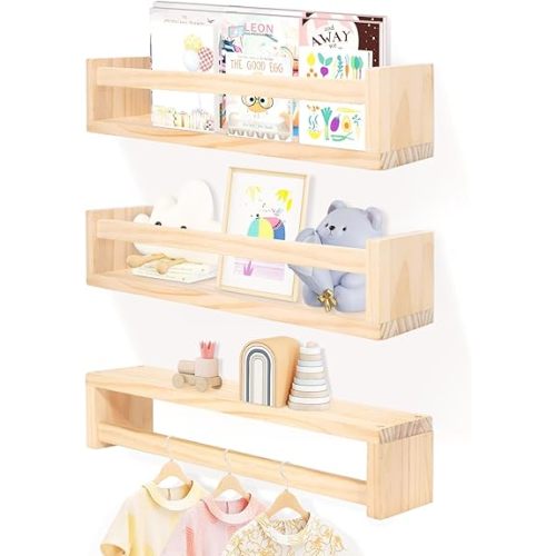 Lot de 3 étagères murales flottantes en bois pour chambre à coucher, salon, décoration d'intérieur