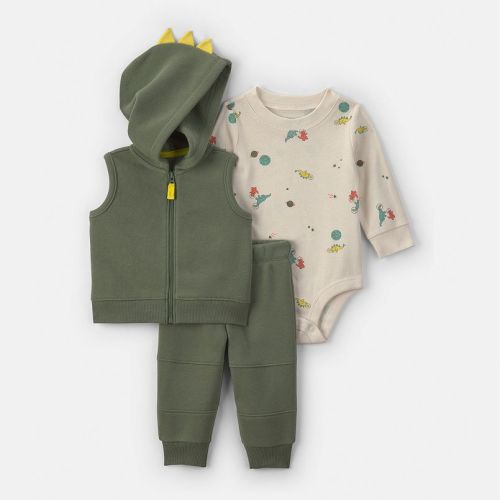 Baby Boy Carter's 3-Piece Hooded Vest, Long Sleeve Bodysuit & Pants Layering Set