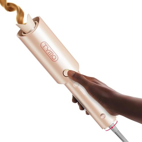 TYMO Automatic Rotating Curling Iron - TYMO CURLPRO Beach Waves Curling Wand, Portable Hair Curler, 500 Million Ionic, Dual Voltage & Lightweight for Travel, Ceramic Coating, 1 Inch, Pink