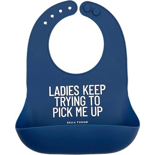 Bella Tunno Baby Bib for Eating, Waterproof Silicone Bib with Large Food Catcher, Adjustable Fit for Babies 4-12 months & Toddlers 1-3 Years, Boys & Girls, Pick Me Up