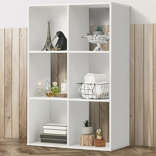 Fencer Wire 11-Inch Cube Storage Organizer Shelf w/Back, with Exterior Edge, Room Storage Shelves Divider, Bookcase, 6-Cube / 8-Cube / 9-Cube, Colors Available in Rustic Grey Oak and White