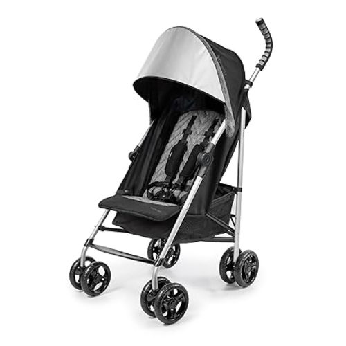 Summer Infant 3Dlite ST Convenience Stroller, Black & Gray - Lightweight Stroller with Steel Frame, Large Seat Area, Multi-Position Recline, Storage Basket - for Travel and More