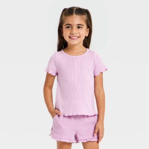 Toddler Girls' Short Sleeve Ribbed T-Shirt - Cat & Jack™ Light Purple 12M