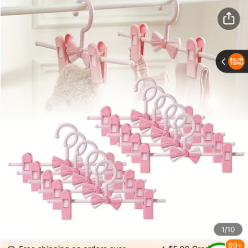 10pcs adjustable pink bow non slip hangers - Temu