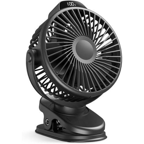 Koonie Portable Clip On Fan, Small Rechargeable Battery Operated, 3 Speeds