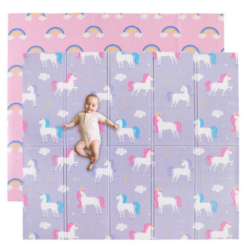 Wildkin Baby Play Mat - Large Folding Foam Play Mat for Infants, Babies, Toddlers, Waterproof, Double-Sided (70" x 59") - Unicorn & Reviews | Wayfair