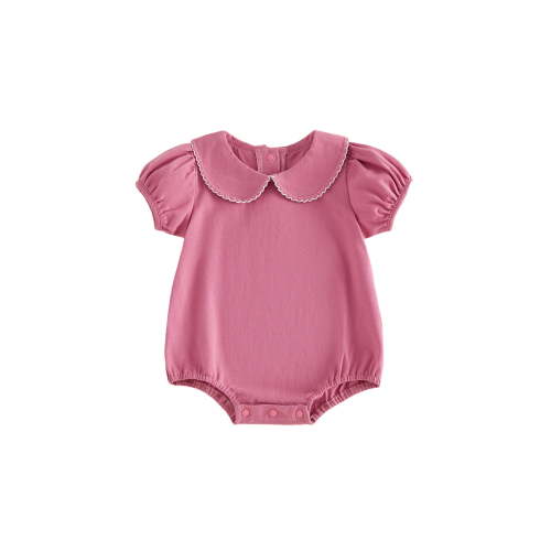 BemeyourBBs Newborn Baby Girls Summer Clothes Bubble Romper Outfit Puff Short Sleeve Peter Pan Doll Collar Bodysuit Jumpsuit Playsuit
