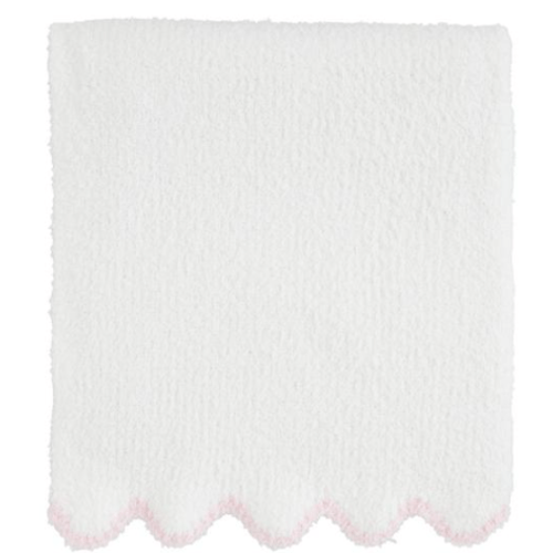 Pink Trim Scallop Chenille Blanket