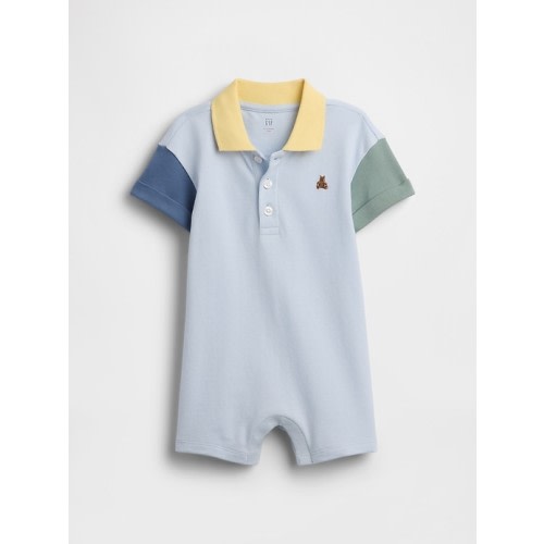 Baby Colorblock Pique Polo Shorty One-Piece
