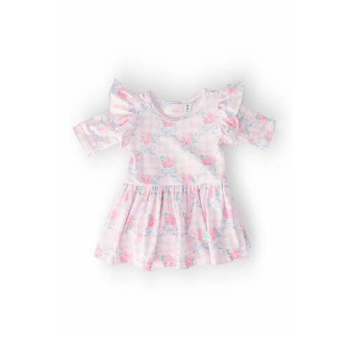 Ribbons & Roses 3/4 Sleeve Flutter Twirl Bodysuit