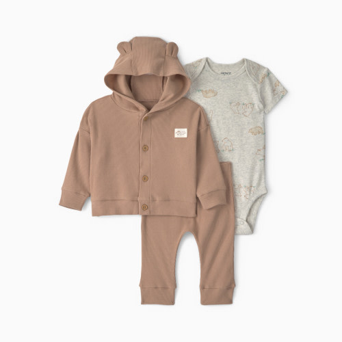 Carter's 3-Piece Hoodie Layering Set - Brown Bear, 3M