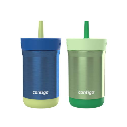 Contigo Kids Leighton Spill-Proof Stainless Steel Tumbler with Straw, 12 oz (354 ml), Blue & Green, 2 Pack - Walmart.ca