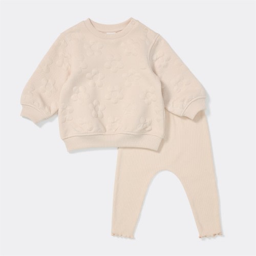 Dymples Baby Floral Jacquard Track Suit Set - Almond - Size 000