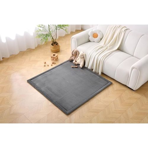 Hakuna Matte CloudSoft Play Mat - Dark Gray 50" x 50" Waterproof | Super Soft & Safe Baby Rug Luxury Nursery Decor Extra Thick Cushioned Comfort for Tummy Time & Play OEKO-TEX Certified