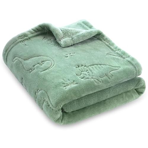 BORITAR Baby Blanket for Boys Girls, Ultra Soft Warm 3D Animal Print Blanket for Newborn Infant Toddler, Fleece Fluffy Blanket for Crib, Stroller (30x40 Inches, Sage Green)