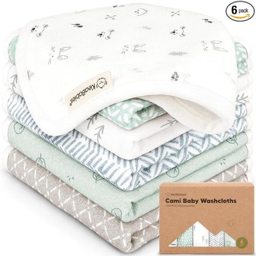 6-Pack Cotton Baby Washcloths for Newborn - Organic Cotton Muslin Soft Wash Cloths for Babies, Infant, Kids, Toddler Towels for Boy, Girl, Super Absorbent Face Cloths, Scratch-Free Baby Rags (Nordic)