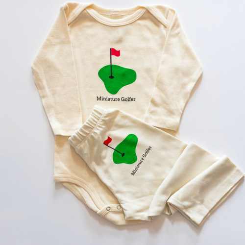 Mini Golfer Long Sleeve Baby Romper & Pant Set | Organic Cotton | Simply Chickie