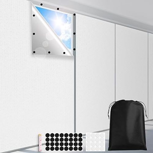 Cuttable Blackout Shades Fabric Sheet, Blackout Curtains for Bedroom, Portable 100% Black Out Window Cover Film, No Drill Window Blinds, Sun Heat Light Blocker for Travel Media Dorm, 57'' W