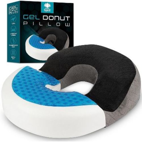 Healthy Spirit Gel Donut Pillow| Lifting Cushion | Donut Cushion for Tailbone, (Grey/Black Velvet)