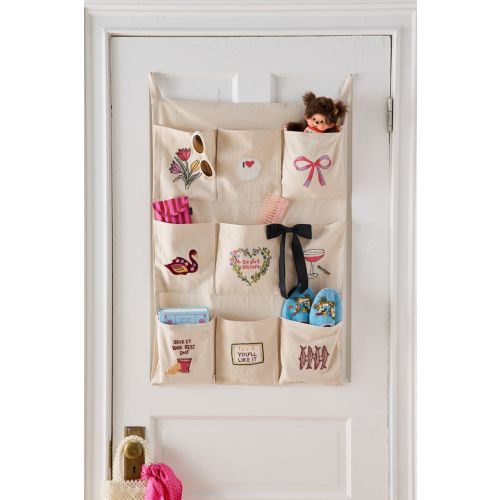 Embroidered Graphic 9-Pocket Storage Wall Hanging