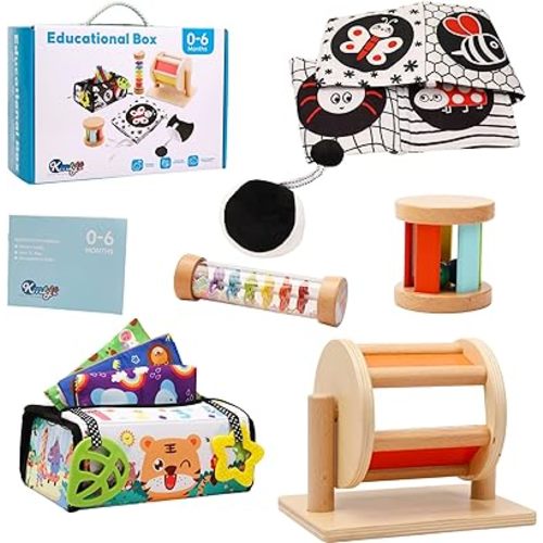 KMTJT Montessori Toys for Babies 0-6 Months | Learning Educational Box Wooden Toys for Baby Infant Newborn Toys 0-6 Months | 1st First Birthday Gifts for 0 6 12 18 Months Boys Girls